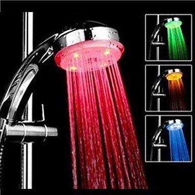 3-Color ABS Temperature Detectable LED Color Changing Hand Shower